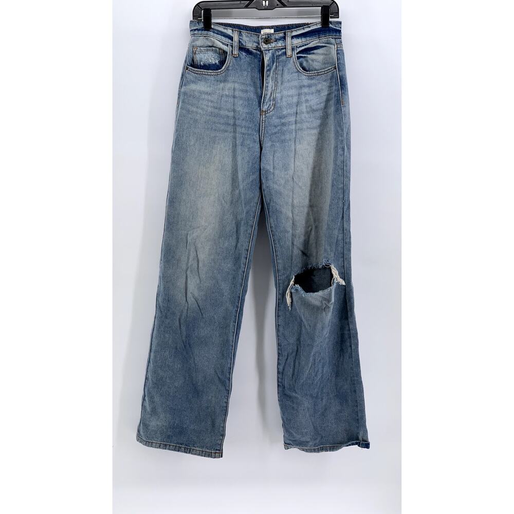 SNEAK PEEK Women's Medium Wash Distressed Relaxed Fit Straight Jeans SZ 5/27